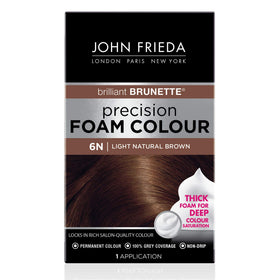 Mousse de couleur John Frieda châtain clair naturel 6N avant application