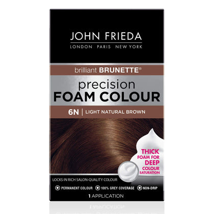 Mousse de couleur John Frieda châtain clair naturel 6N avant application