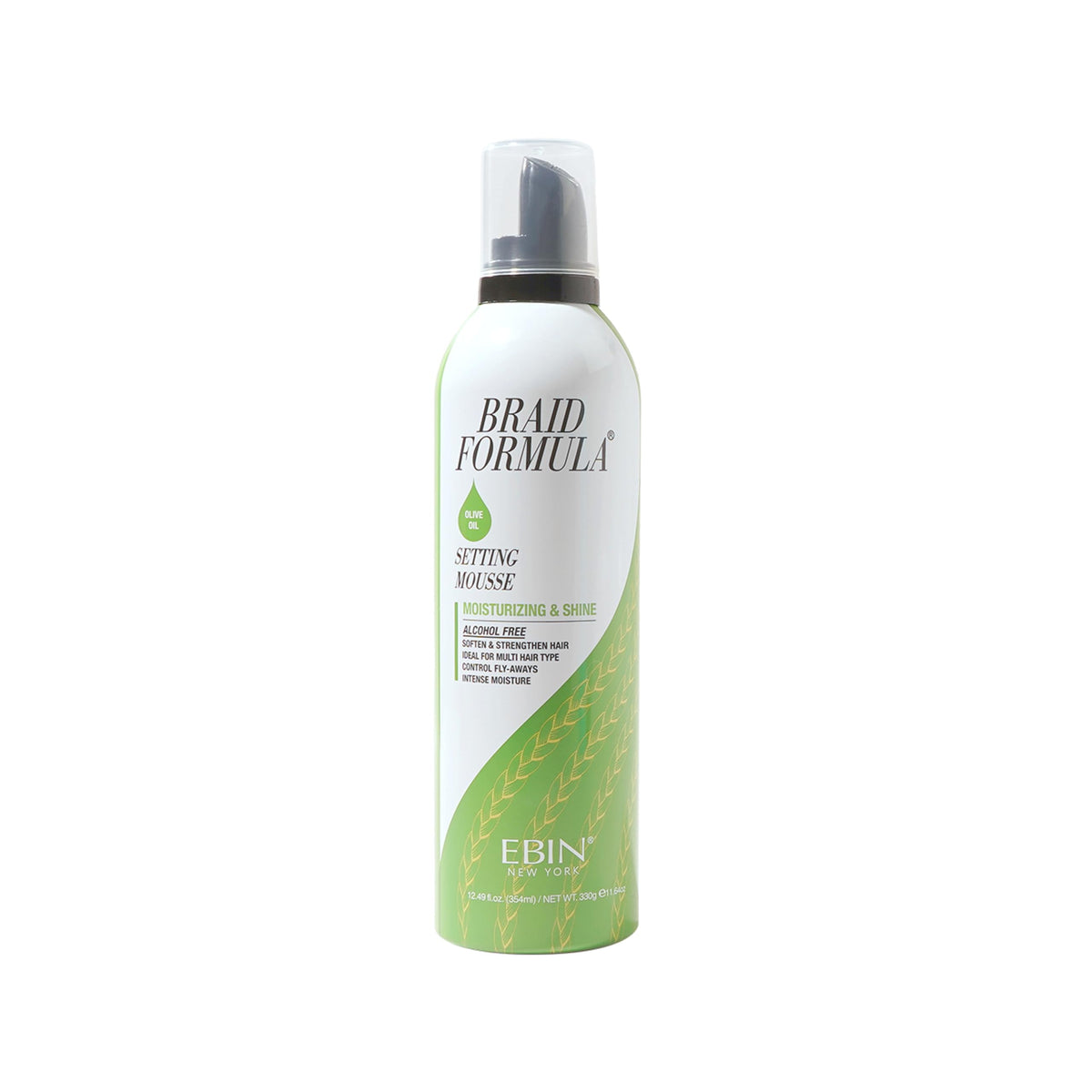 Mousse EBIN NEW YORK 390g pour tresses à l'huile d'olive vue de face
