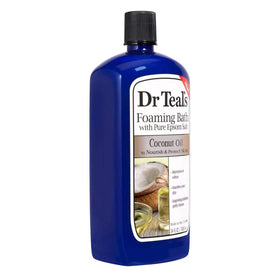 Mousse luxueuse dans une baignoire avec le produit Dr Teal's