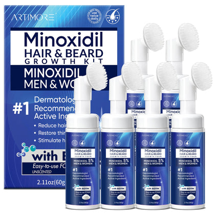 Mousse Minoxidil 5% Artimore vue avant avec flacon et applicateur