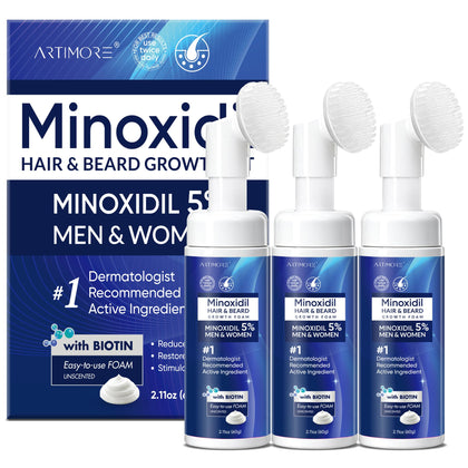 Mousse Minoxidil 5% Artimore vue de face, flacon blanc