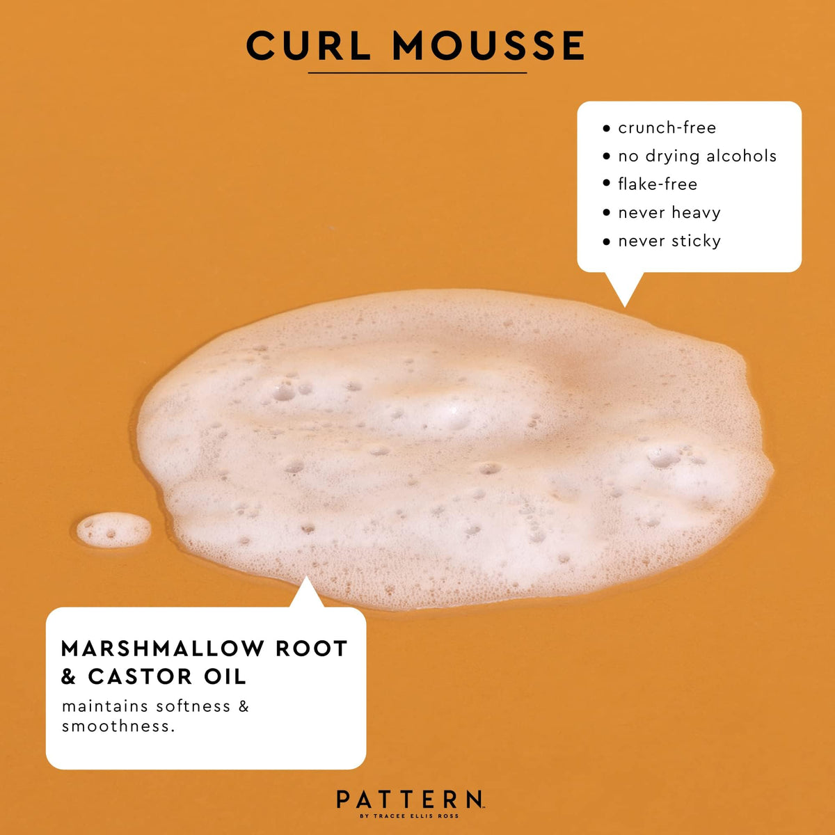 Mousse PATTERN affichée avec d'autres produits de soins capillaires
