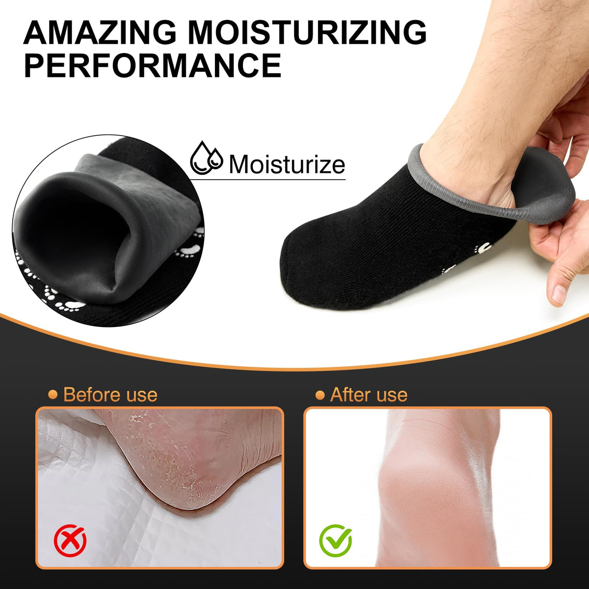 MoyRetty Chaussettes Hydratantes en Silicone pour Hommes, utilisation à domicile