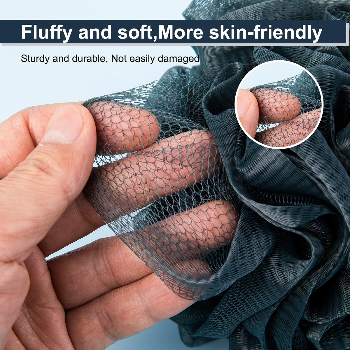MTDLYICE Éponge Loofah XXL 100g bleu gris dans son emballage
