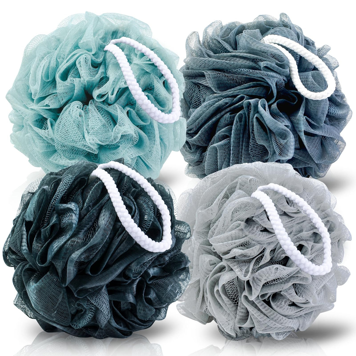 MTDLYICE Éponge Loofah XXL 100g bleu gris vue de face