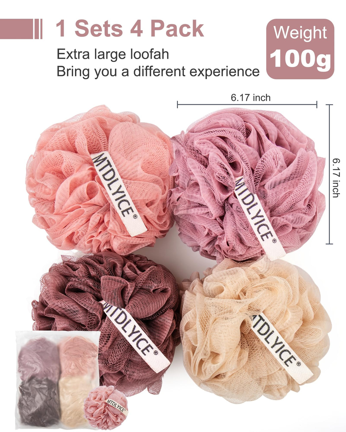 MTDLYICE Éponge Loofah XXL en utilisation sous la douche