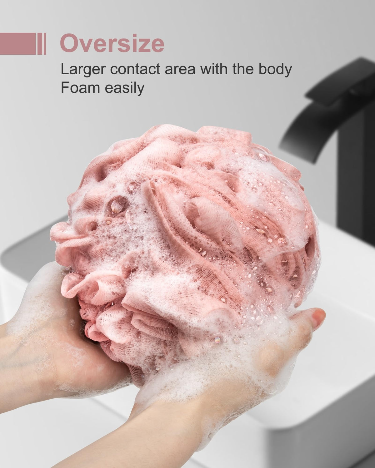 MTDLYICE Éponge Loofah XXL rouge avec corde tressée