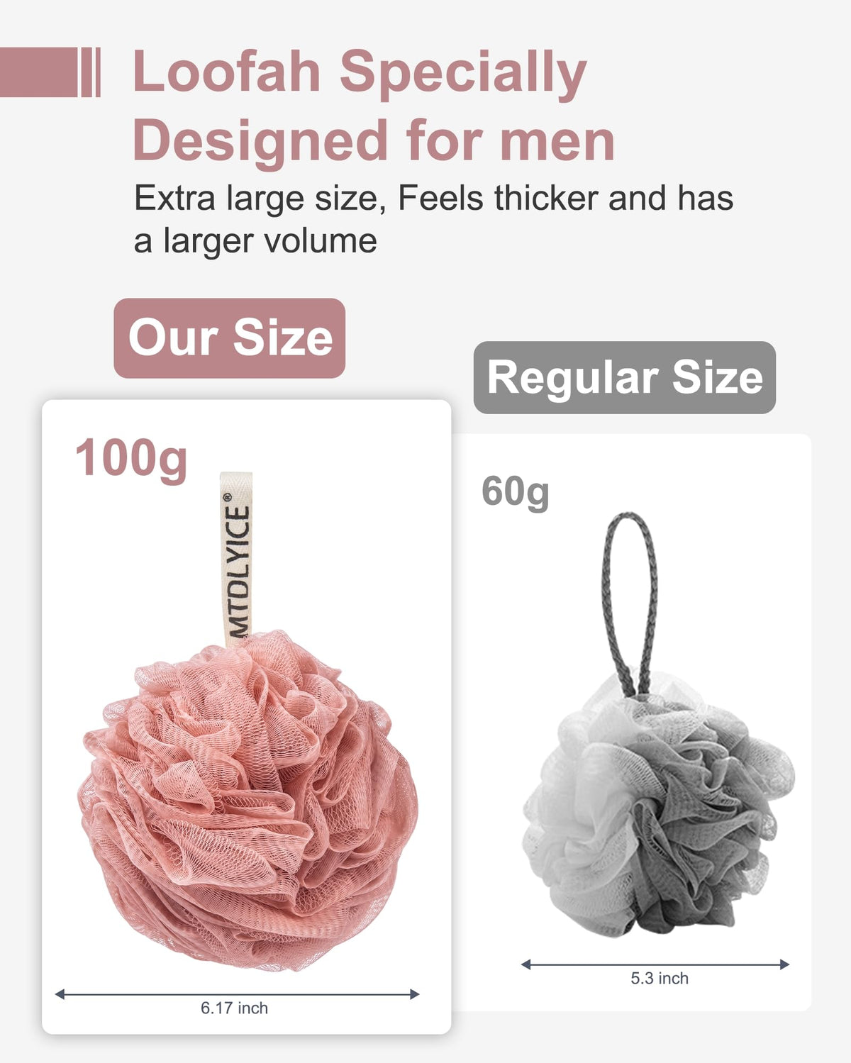 MTDLYICE Éponge Loofah XXL rouge texture douce