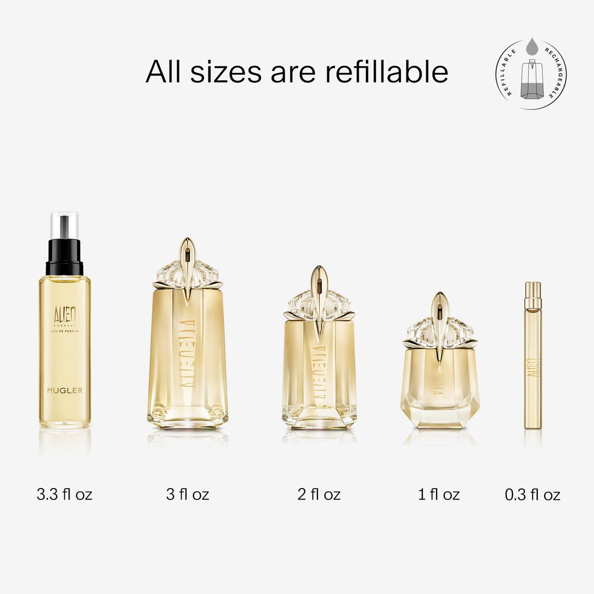 Mugler Alien Goddess Eau de Parfum en situation sur une coiffeuse