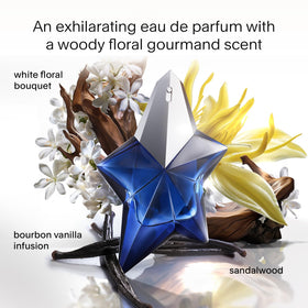 Mugler Angel Elixir parfum floral boisé avec fleurs blanches