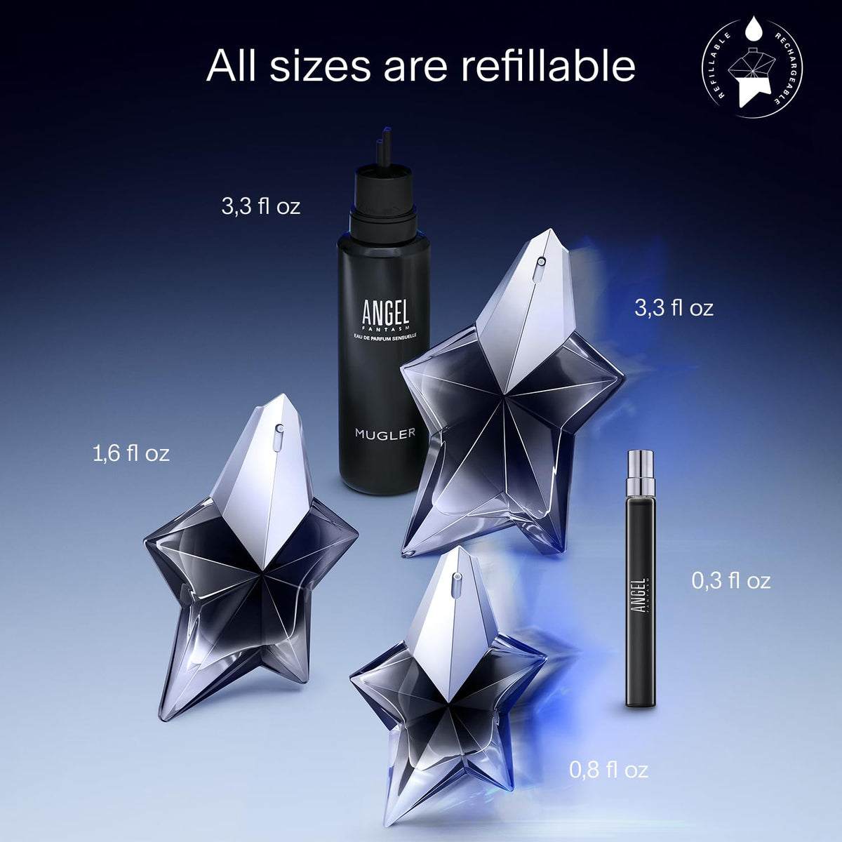 Mugler Angel Fantasm flacon avec vaporisateur visible