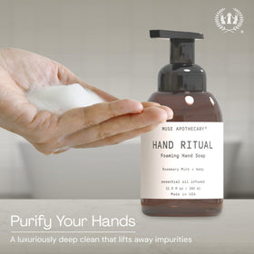 Muse Apothecary Rituel des Mains savon moussant arrière avec ingrédients