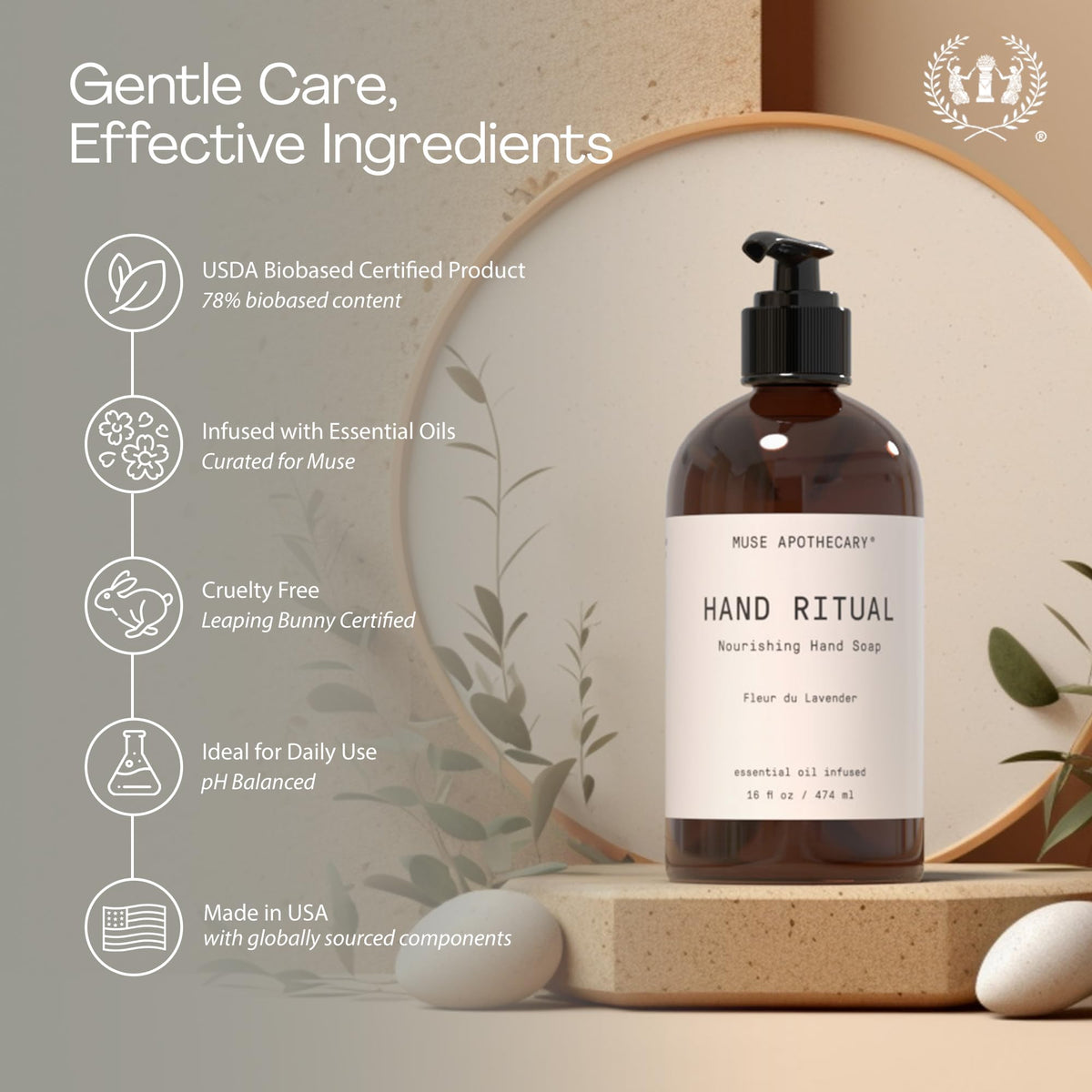 Muse Apothecary Rituel des Mains savon sur un porte-savon