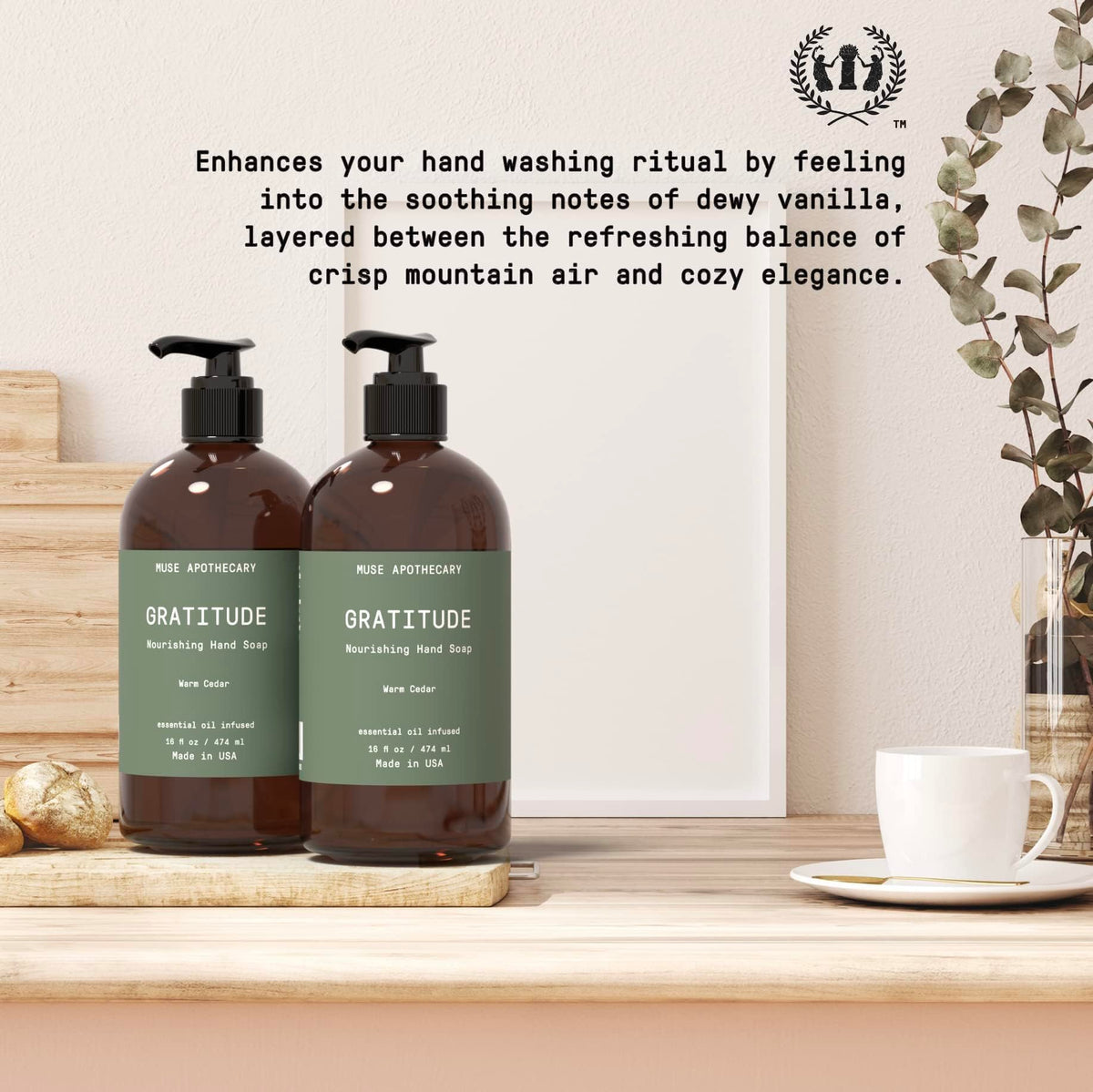 Muse Apothecary Rituel Mains savon cèdre chaud ambiance nature