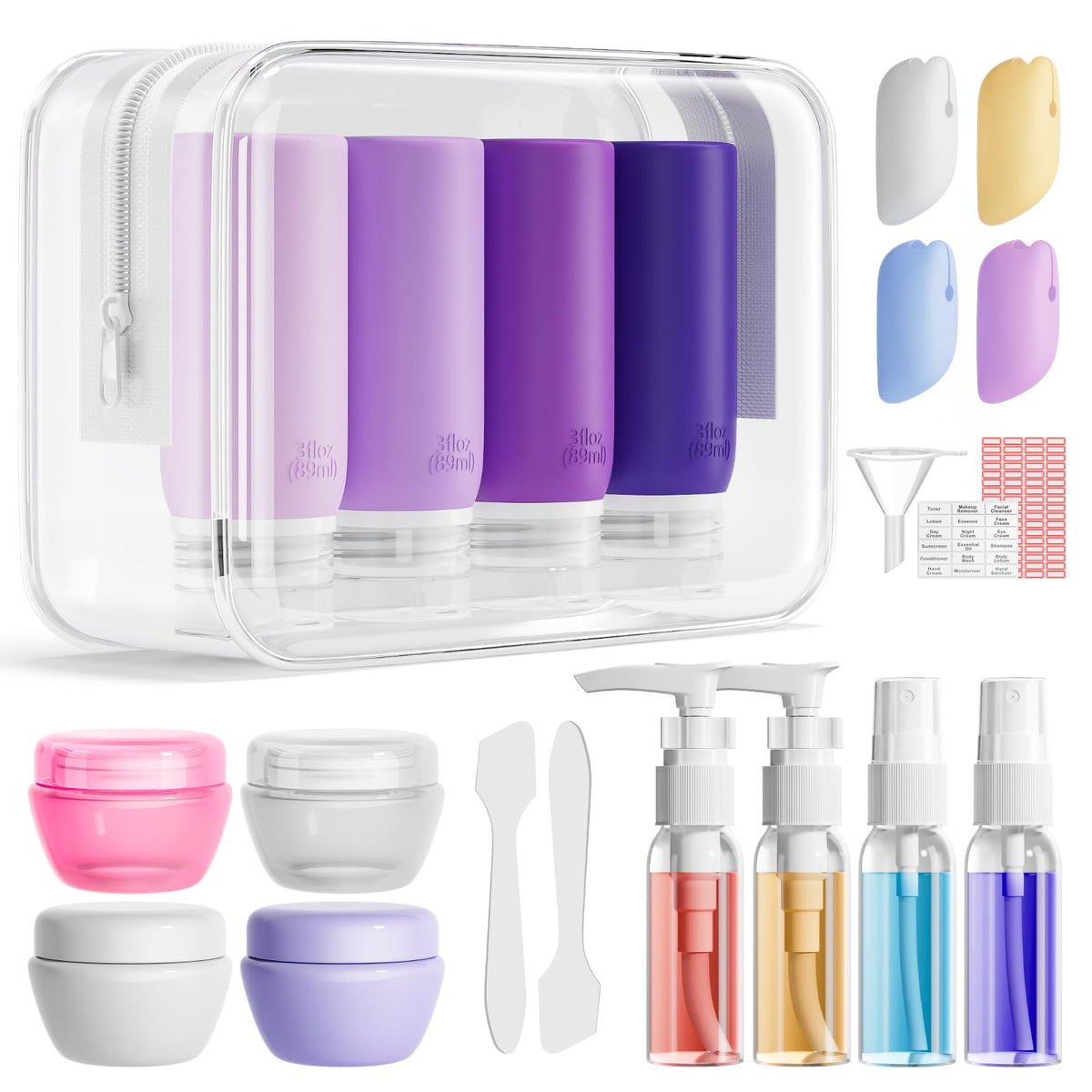 Muslish 21 Pack de Bouteilles de Voyage avec sac de toilette