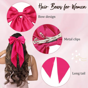 Nœud en satin blanc de TERSE pour cheveux, gros modèle