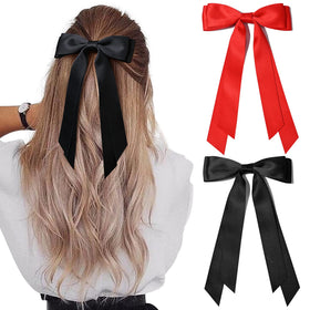 Nœud en satin noir Aileam avec clip alligator