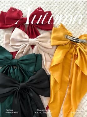 Nœud en satin rouge de TERSE pour cheveux, gros modèle