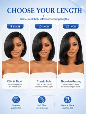 Nadula perruque bob courte portée, affichant un look naturel
