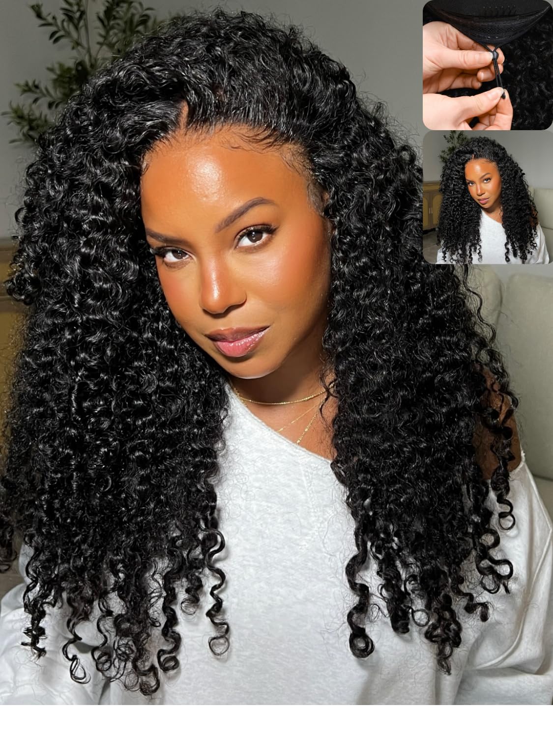 Nadula Perruque Curly 18 pouces vue arrière avec texture naturelle