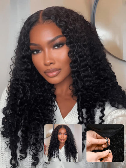 Nadula Perruque Curly 18 pouces vue de face avec boucles définies