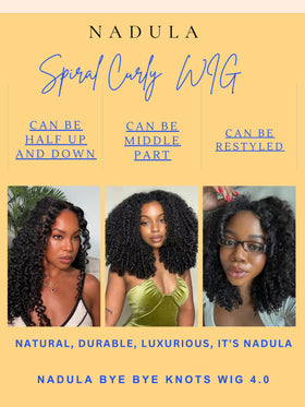 Nadula Perruque Curly vue de côté avec finition soignée