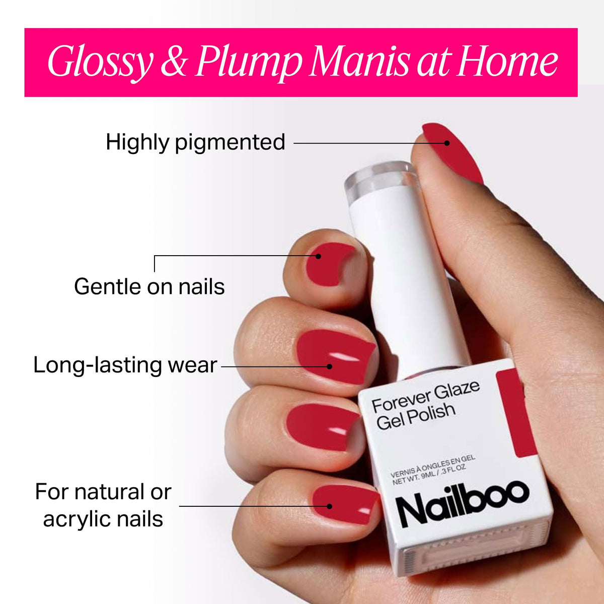 Nailboo Vernis Gel sur des ongles manucurés