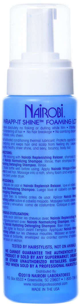 Nairobi Wrapp-it Shine lotion moussante 236 ml application sur cheveux
