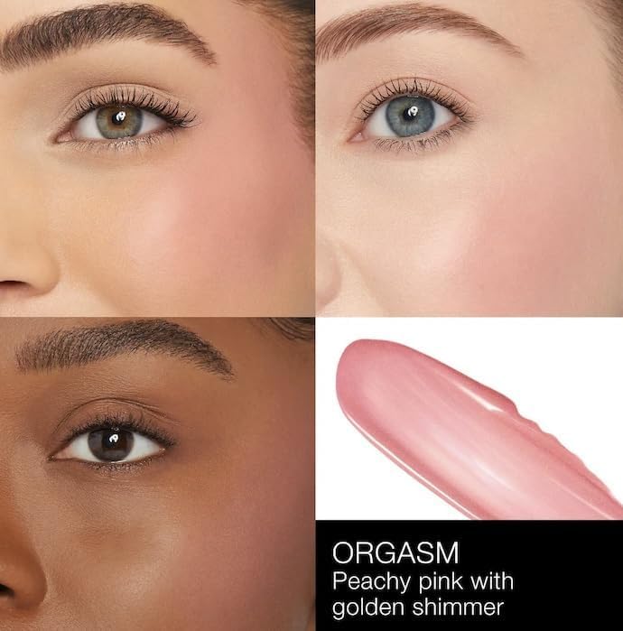 NARS Afterglow Blush Liquide Orgasm 50g en action sur une joue