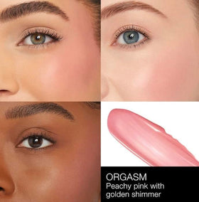 NARS Afterglow Blush Liquide Orgasm 50g en action sur une joue
