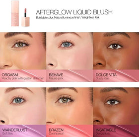 NARS Afterglow Liquid Blush Brazen 6,5 ml en application