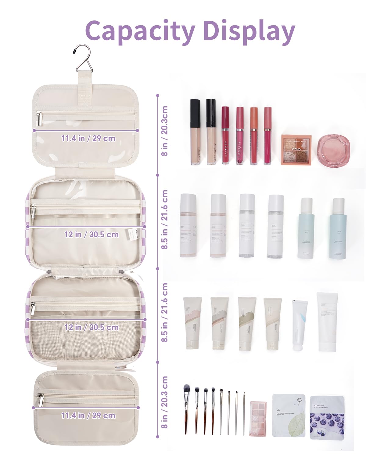 Narwey sac de toilettage plié montrant les dimensions et le design compact