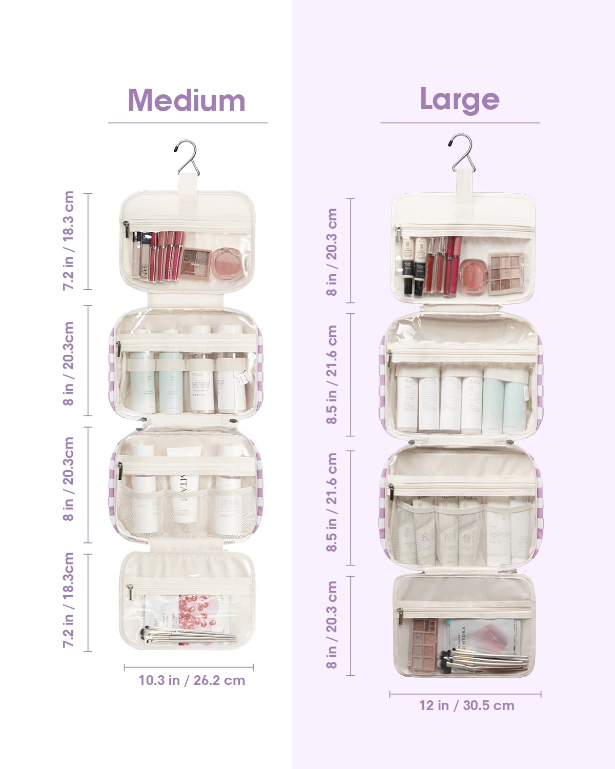 Narwey sac de toilettage suspendu à un crochet avec produits de beauté à l'intérieur