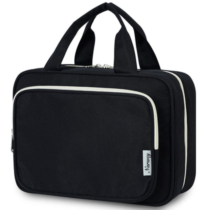 Narwey trousse de toilette noire vue avant avec compartiments ouverts