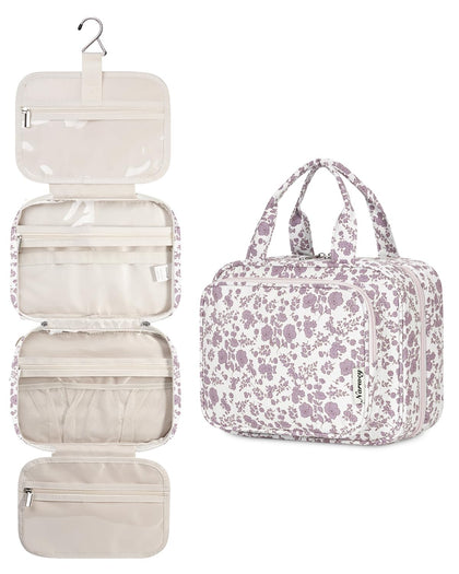 Narwey trousse de toilette rose poudré avec motifs floraux vue avant