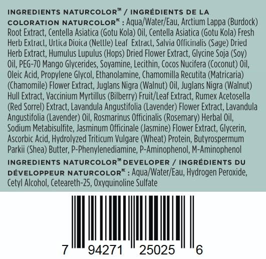 Naturcolor Teinture Capillaire Blonde Camomille emballage et instructions