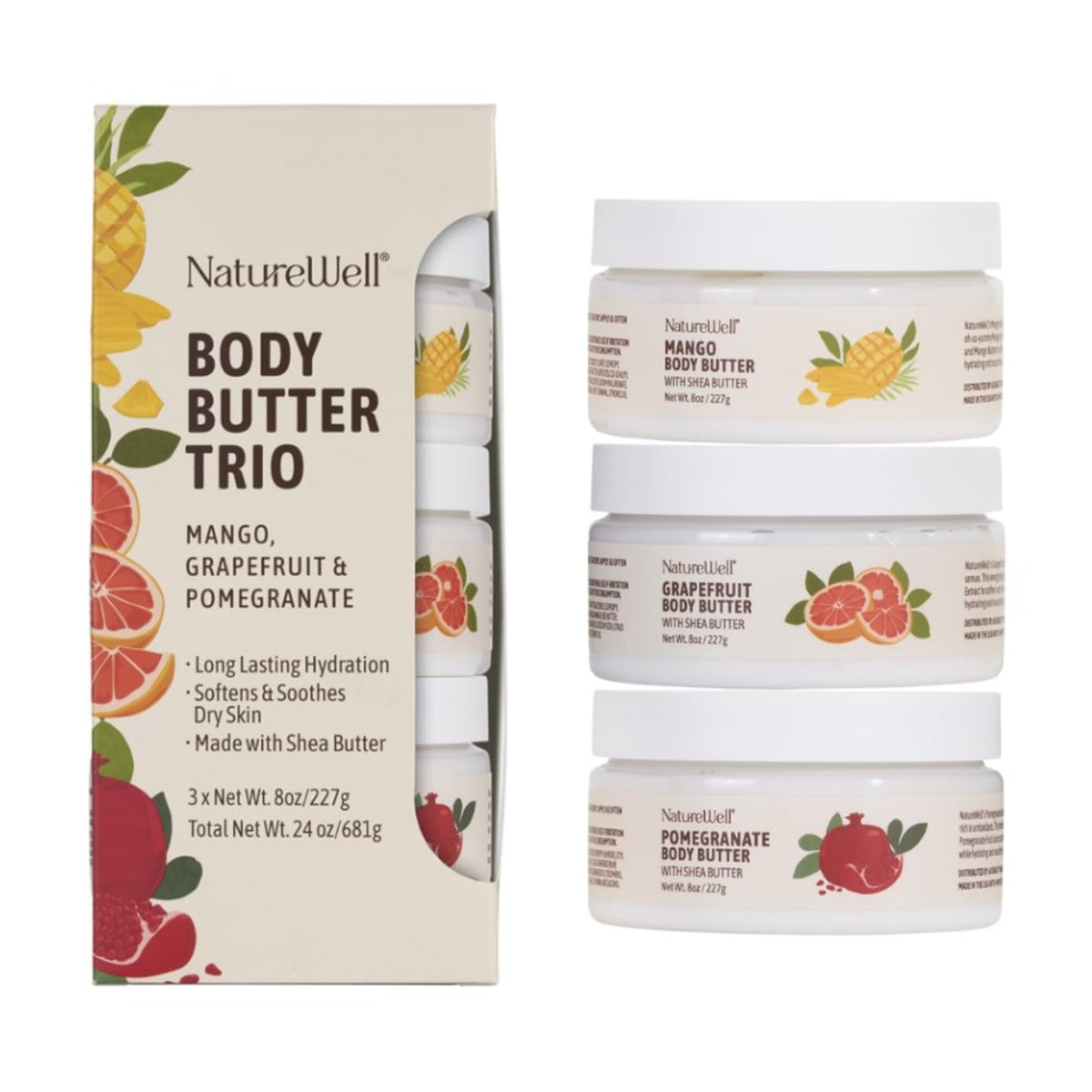 NATURE WELL Beurre Corporel Trio vue avant avec packaging