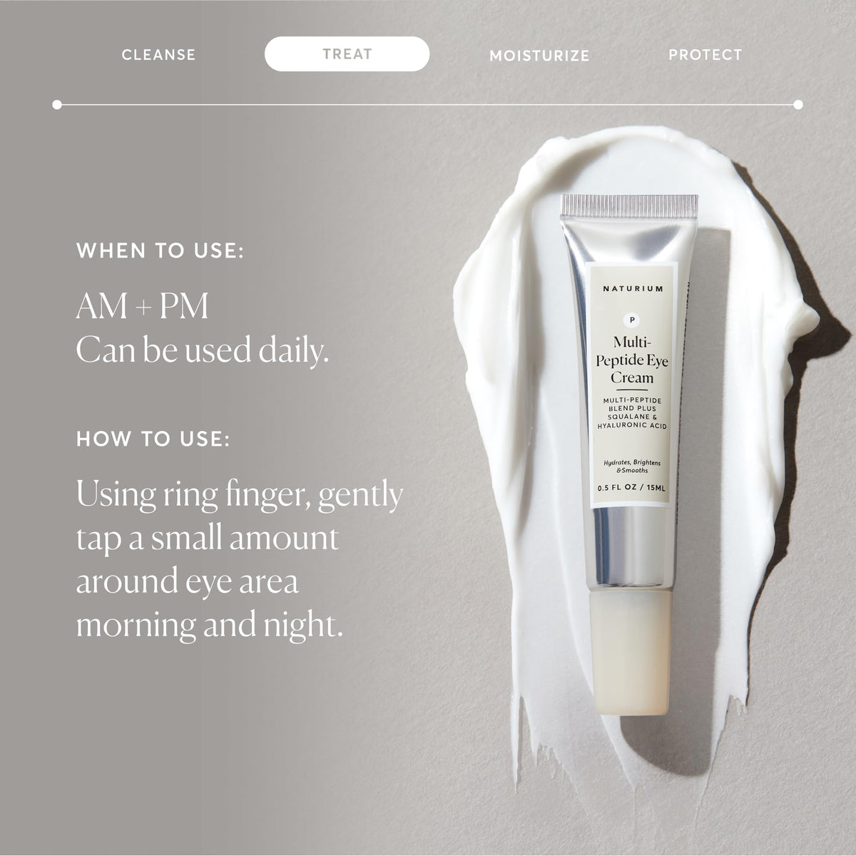 Naturium crème contour des yeux multi-peptides application sur la main
