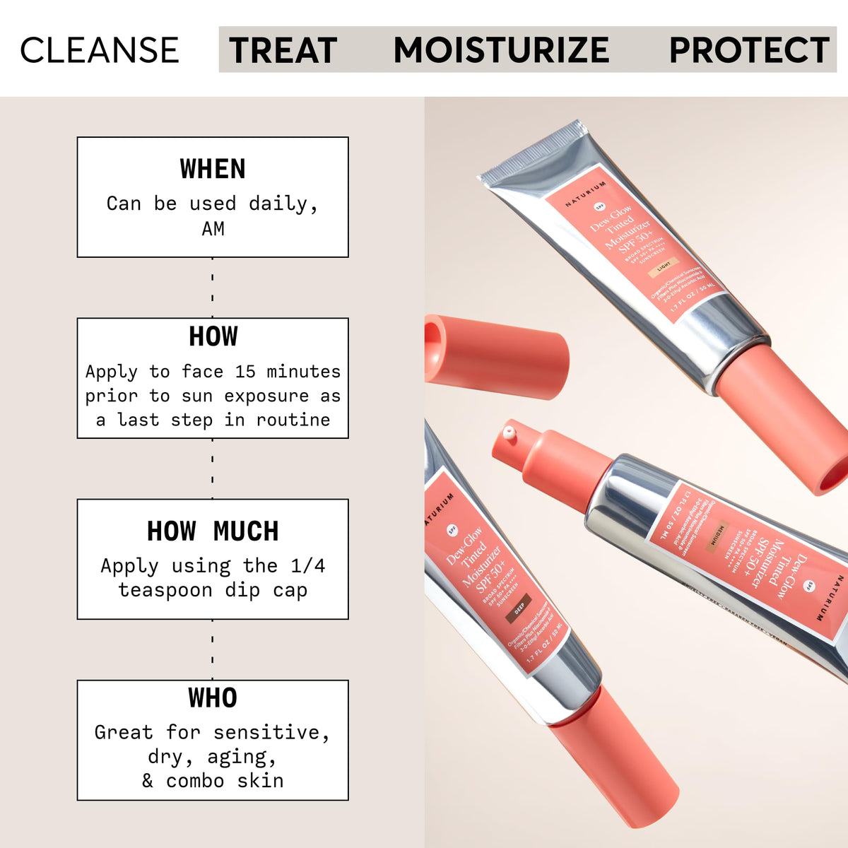 Naturium Crème Hydratante Teintée SPF 50+ Medium 80g packaging