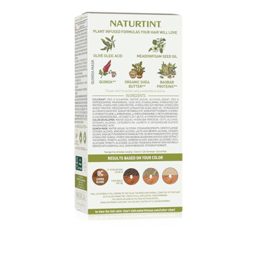 Naturtint 8C Cuivre Blond produit avec ses ingrédients naturels