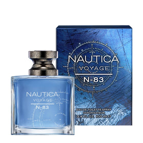Nautica Voyage N83 Eau de Toilette 100 ml flacon de côté sur fond neutre