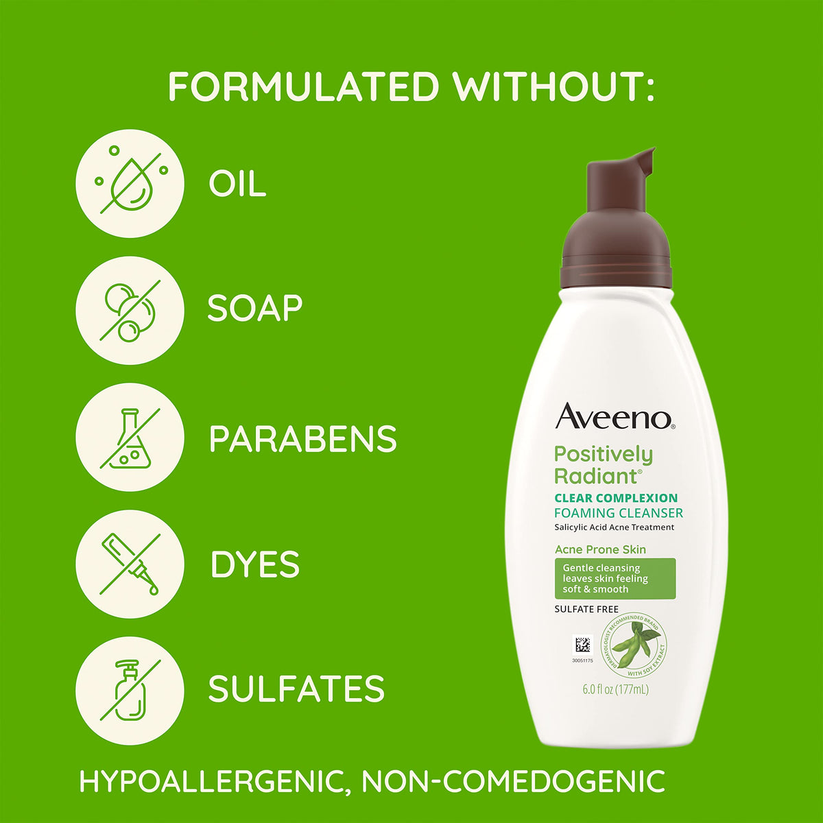 Nettoyant Aveeno sur un fond propre avec des éléments naturels