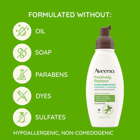 Nettoyant Aveeno sur un fond propre avec des éléments naturels