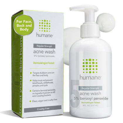 Nettoyant visage humane 5% benzoyle péroxide bouteille avant