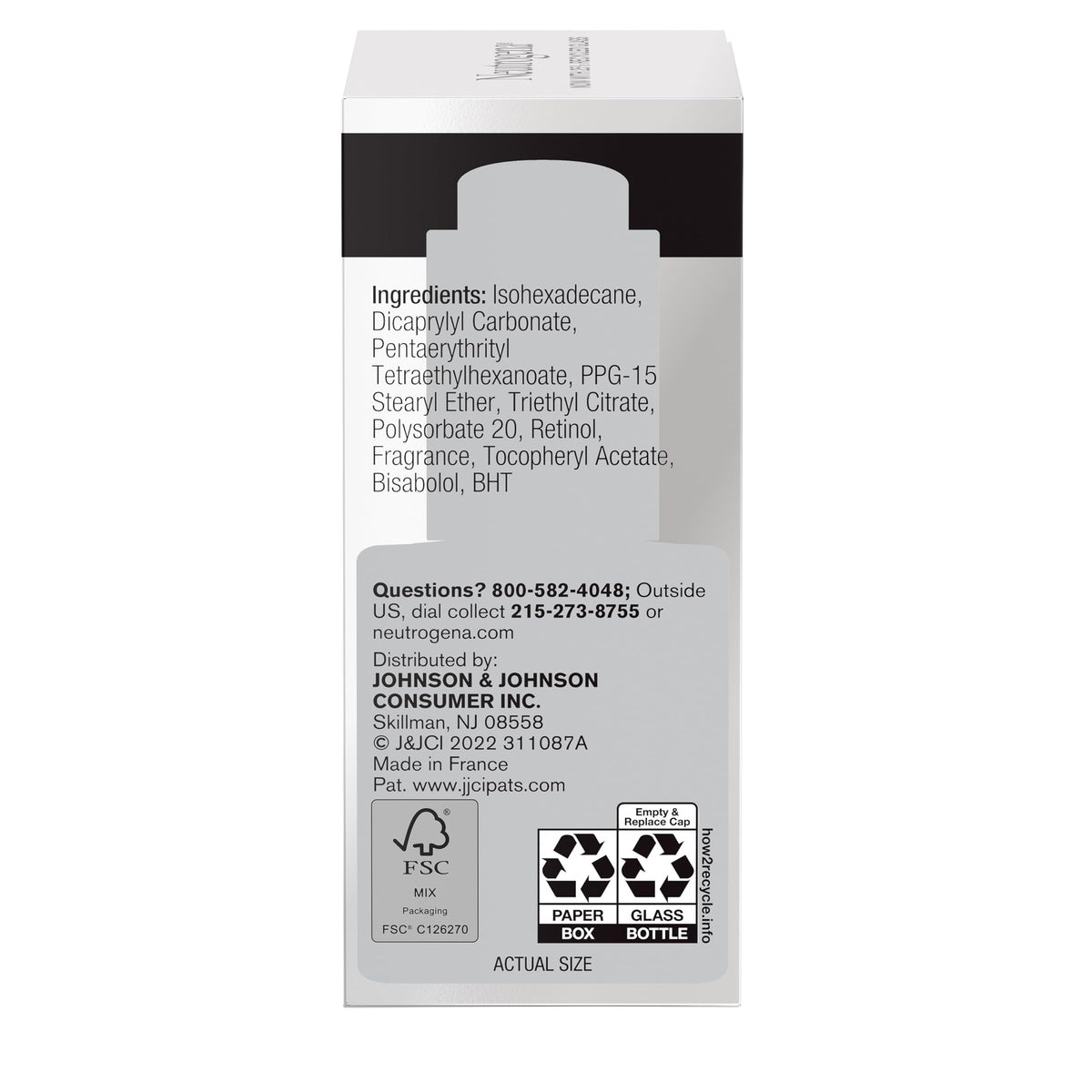 Neutrogena Huile de Vis Anti-Rides au Retinol sur une main