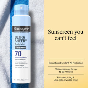 Neutrogena Spray Solaire Ultra Sheer flacon en gros plan