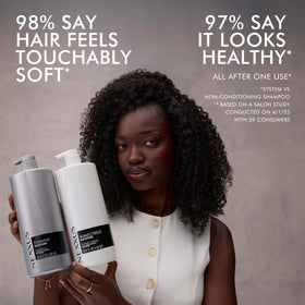 Nexxus Shampoo et Après-Shampooing Humectress en usage dans une douche