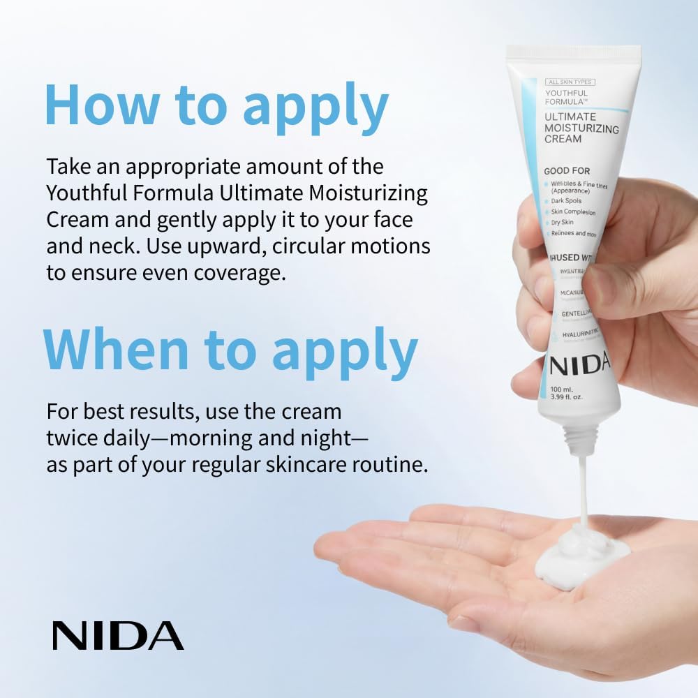 NIDA Crème Hydratante 100ml avec ingrédients comme Centella Asiatica