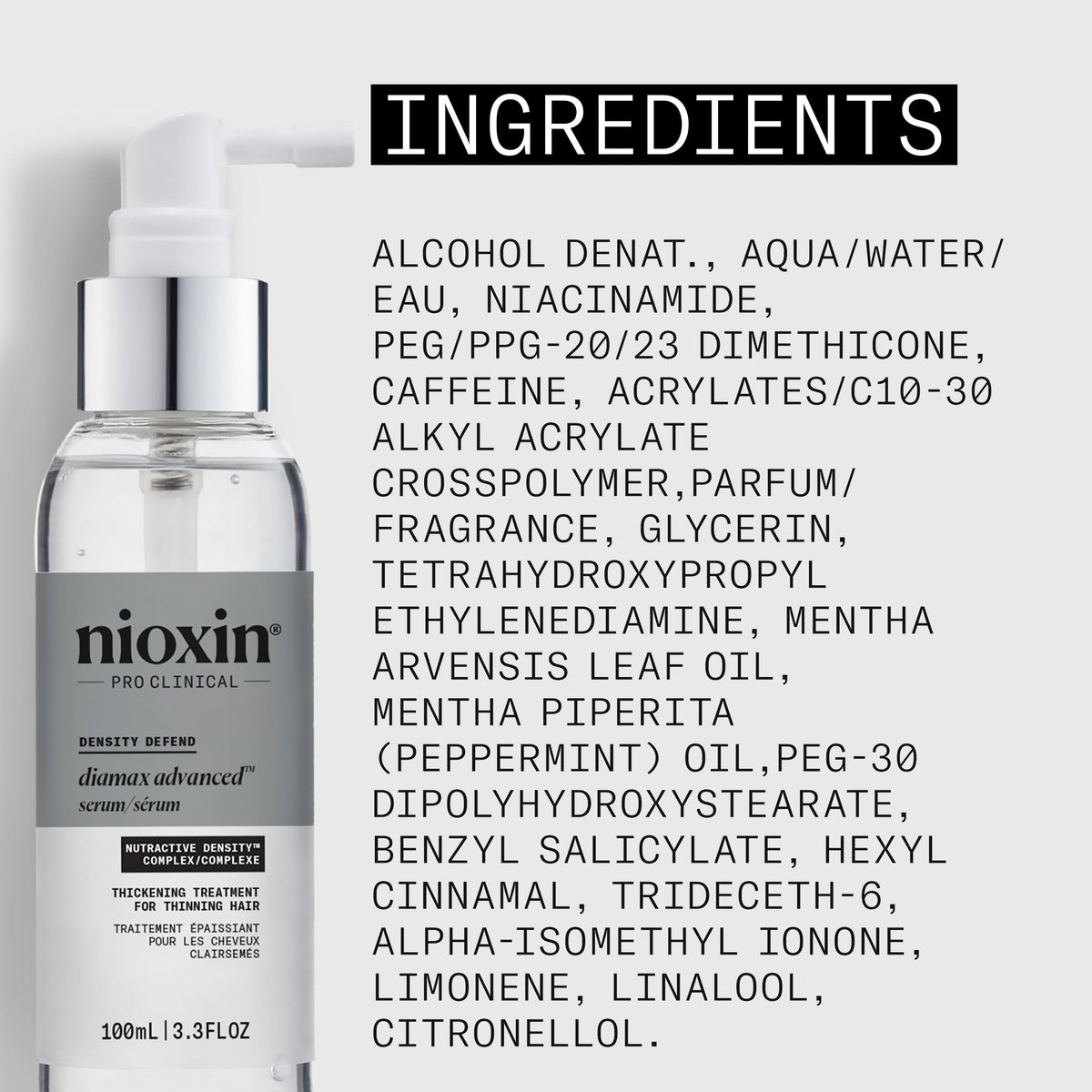 Nioxin Diamax Advanced Sérum Épaississant sur fond neutre